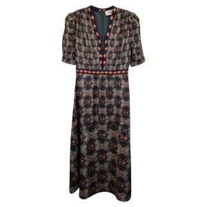 Saloni Tabitha C Kleid aus mehrfarbiger Seide 7733840576572