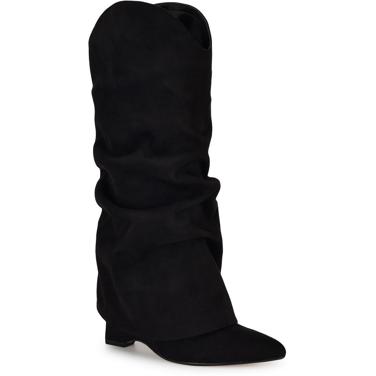 AMAZIN 2 Imitat Wildleder Spitze Zehen Kniehohe Stiefel