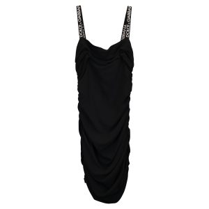 Dolce & Gabbana gerafftes Minikleid aus schwarzer Baumwolle 7733831729212