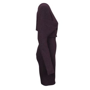 NEU MIT ETIKETT BOTTEGA VENETA Lila Zobelrippstrick-Kurzkleid