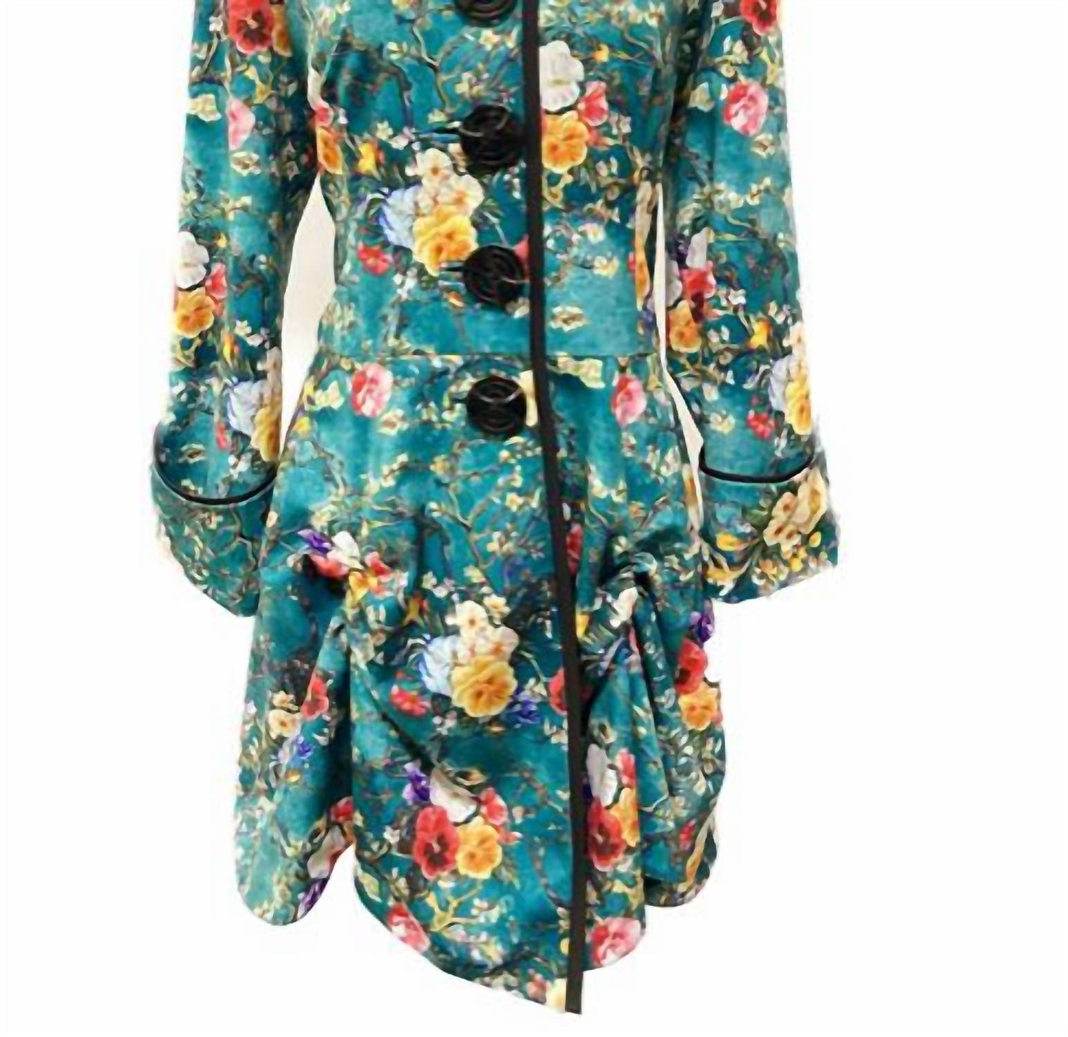 Mit Knopfleiste Kleid Mantel in Türkis