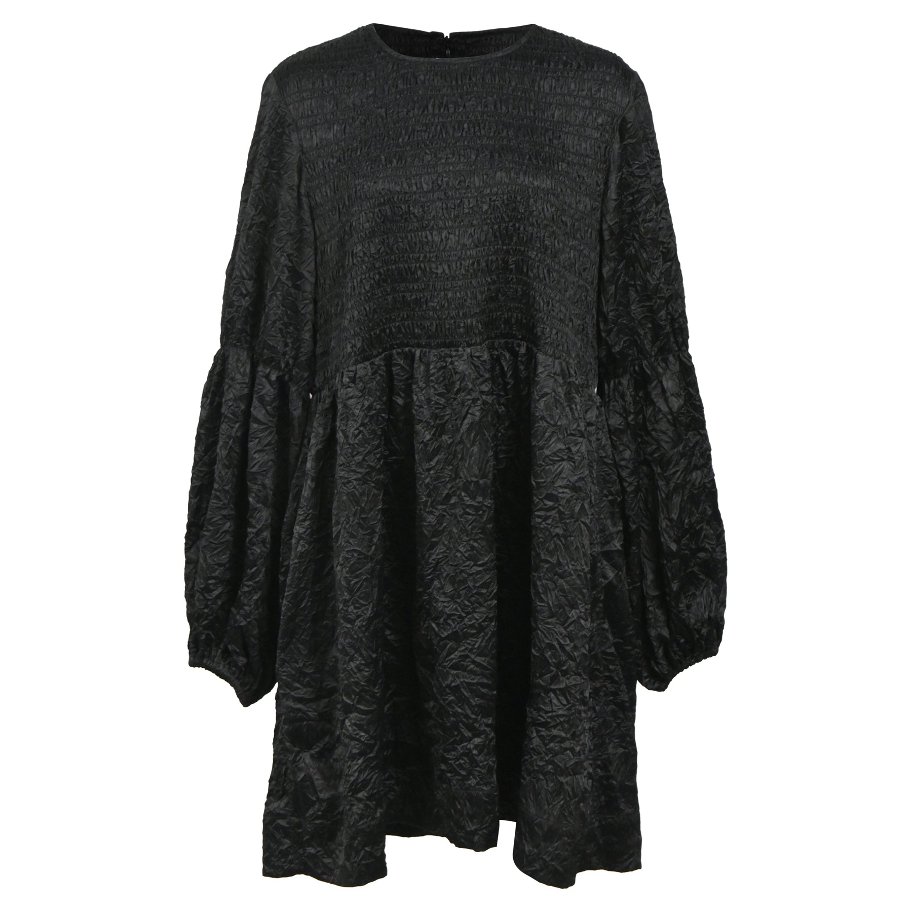 Ganni Recycled-Cloqué Minikleid aus schwarzem Polyester