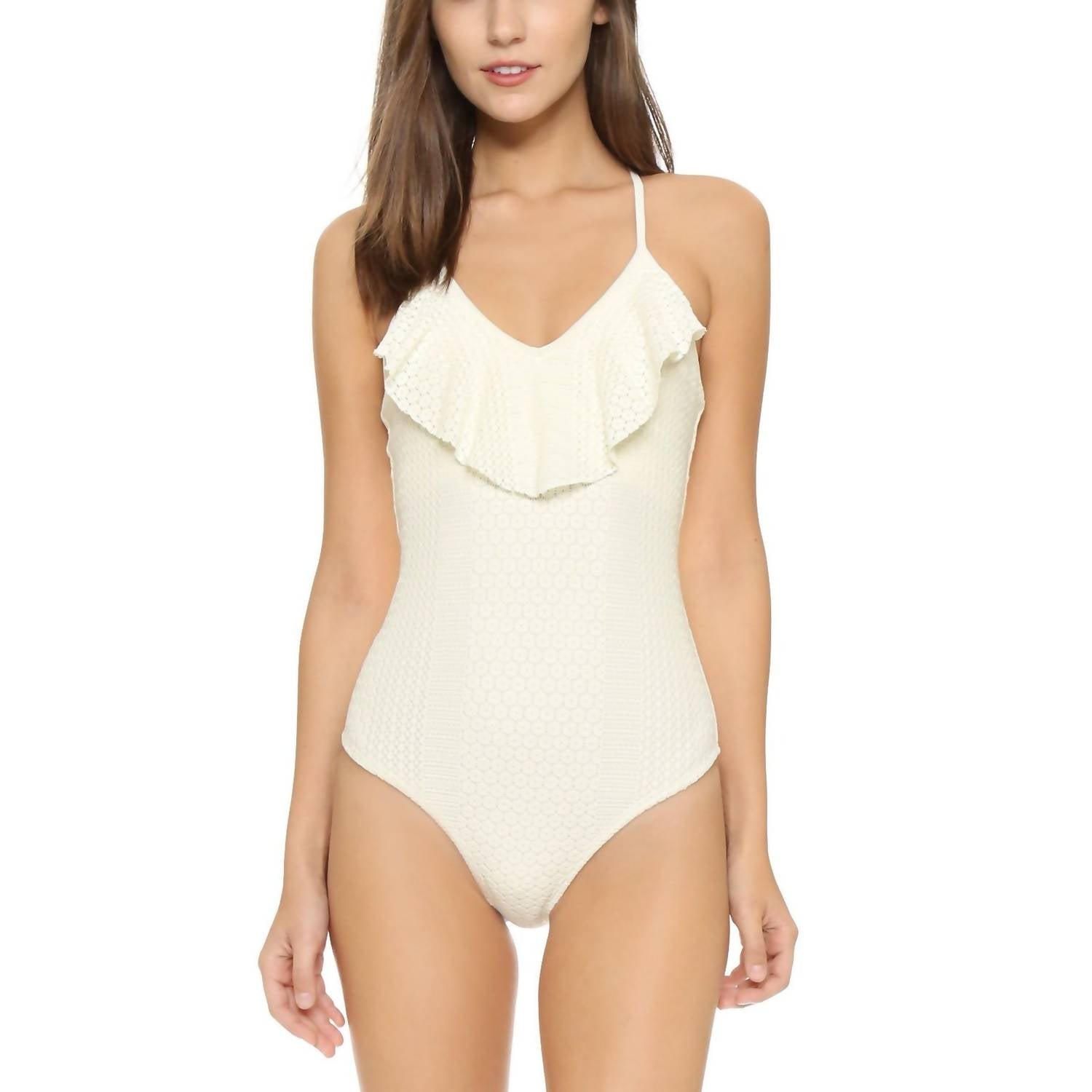 Daisy Rüsche Maillot One Piece In Elfenbein