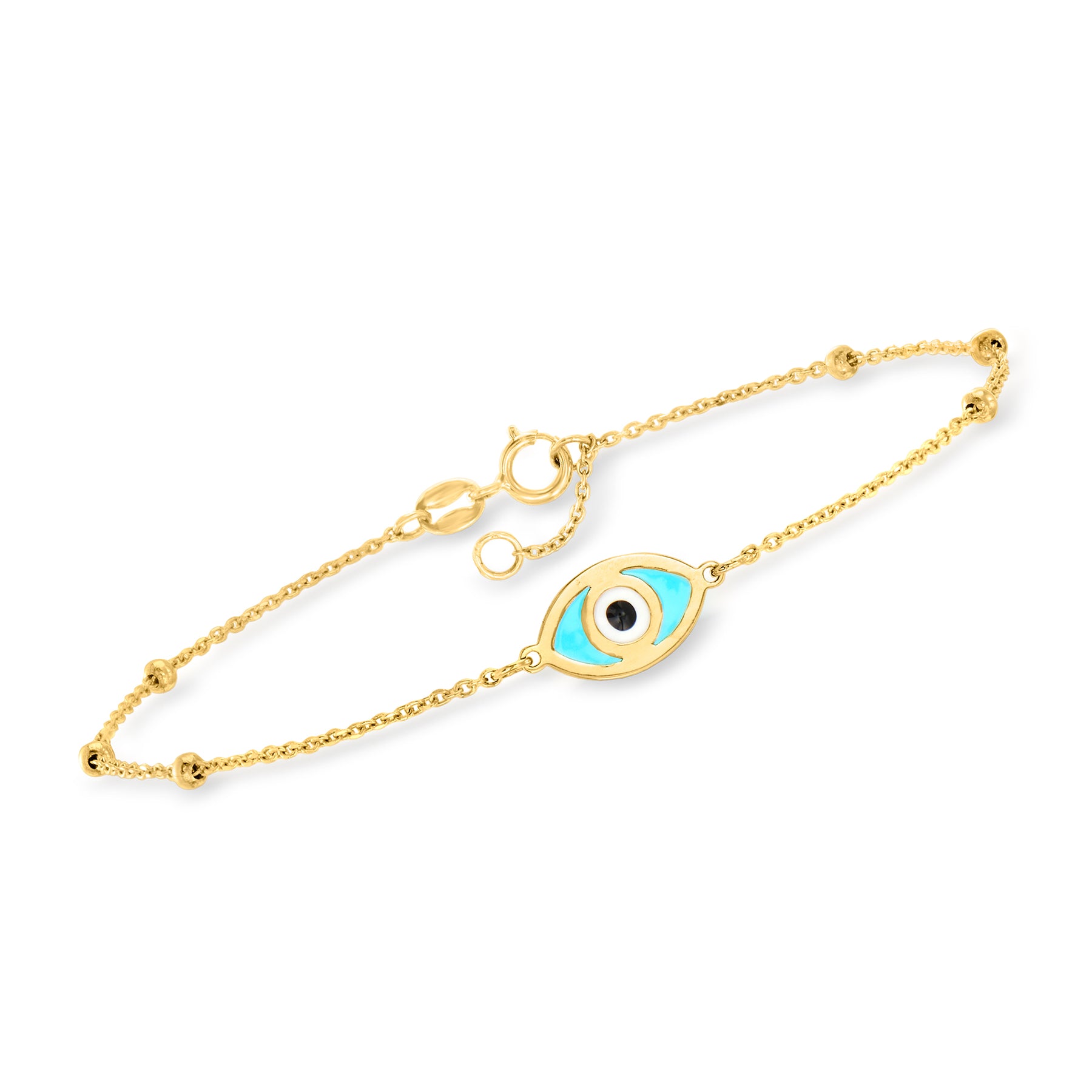 RS Pure Von Ross-Simons Italienische 14kt Gelbgold Evil Eye Armband mit bunten Emaille