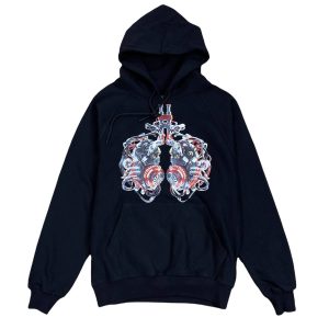 Herren Baumwolle Kapuzenpullover in schwarz