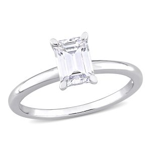 Mimi & Max 1ct DEW Octagon Created Moissanite Solitaire Engagement Ring aus Sterling Silber