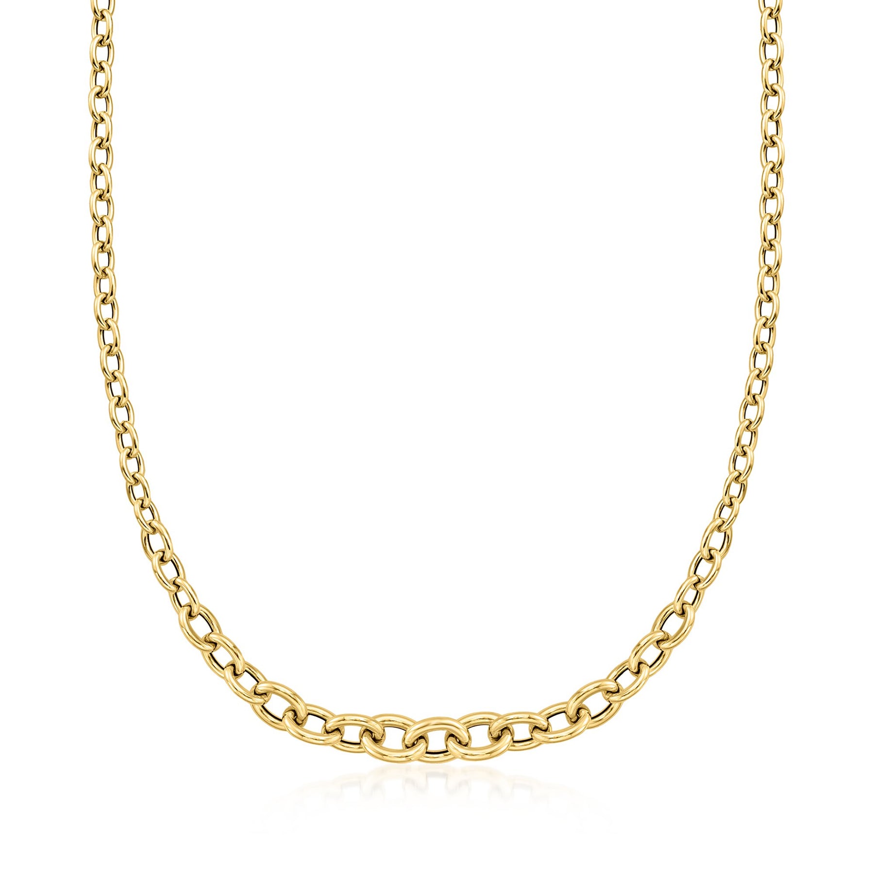 Ross-Simons Italienische 18kt Gelbgold abgestufte Kabel-Link Halskette