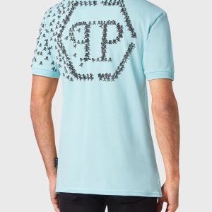 schmale Passform Poloshirt ss Totenkopf & Knochen