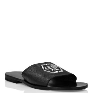 Leder Sandalen flach gothic plein