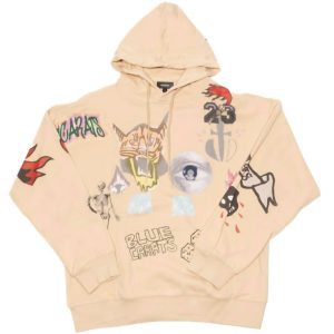 Herren Grunge Hoodie in Creme