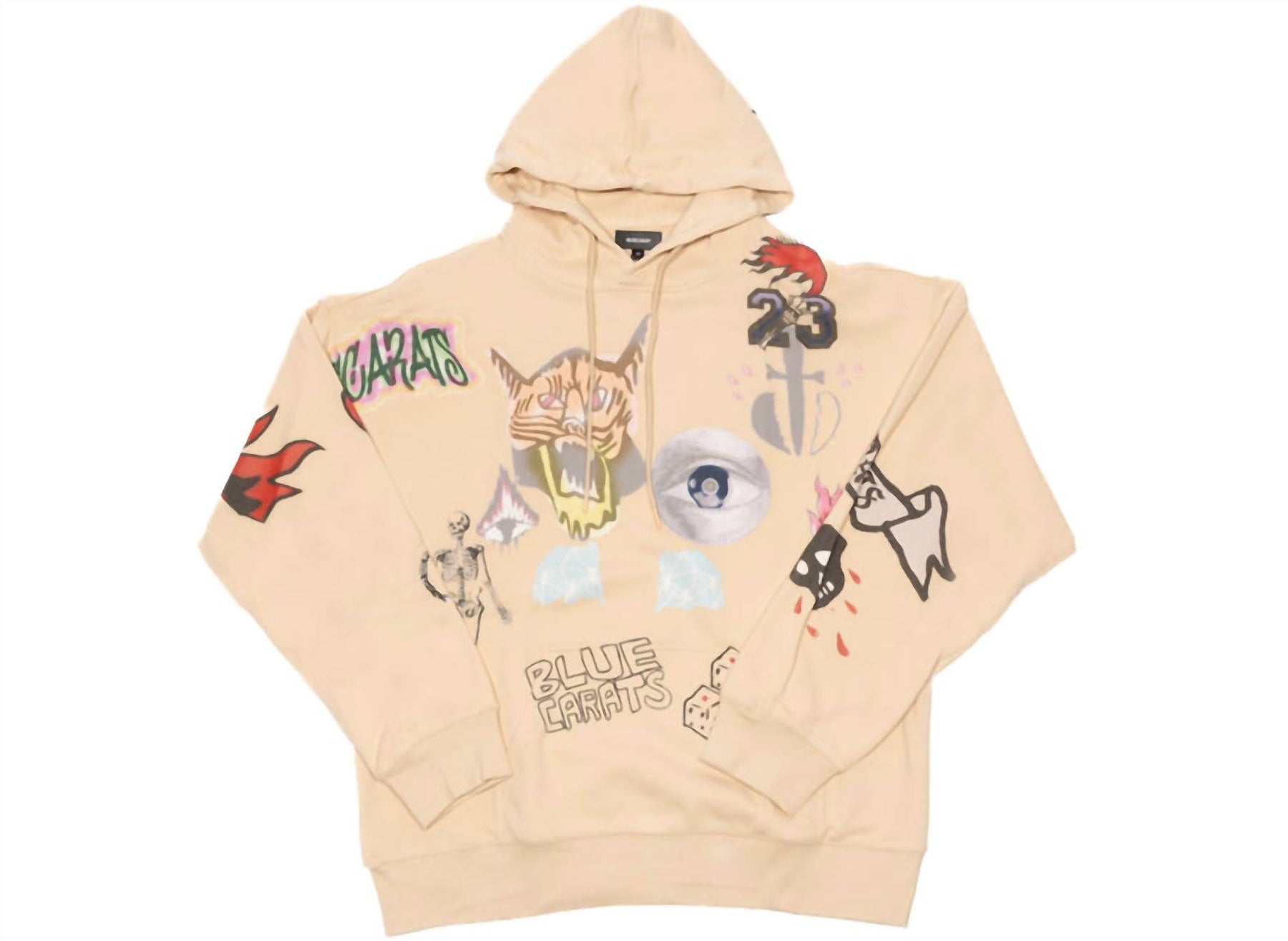 Herren Grunge Kapuzenpullover in Creme