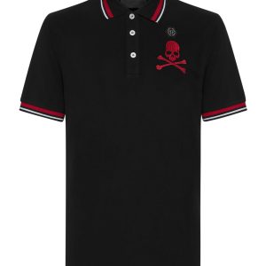 schmale Passform Poloshirt ss Totenkopf & Knochen 7644977037372