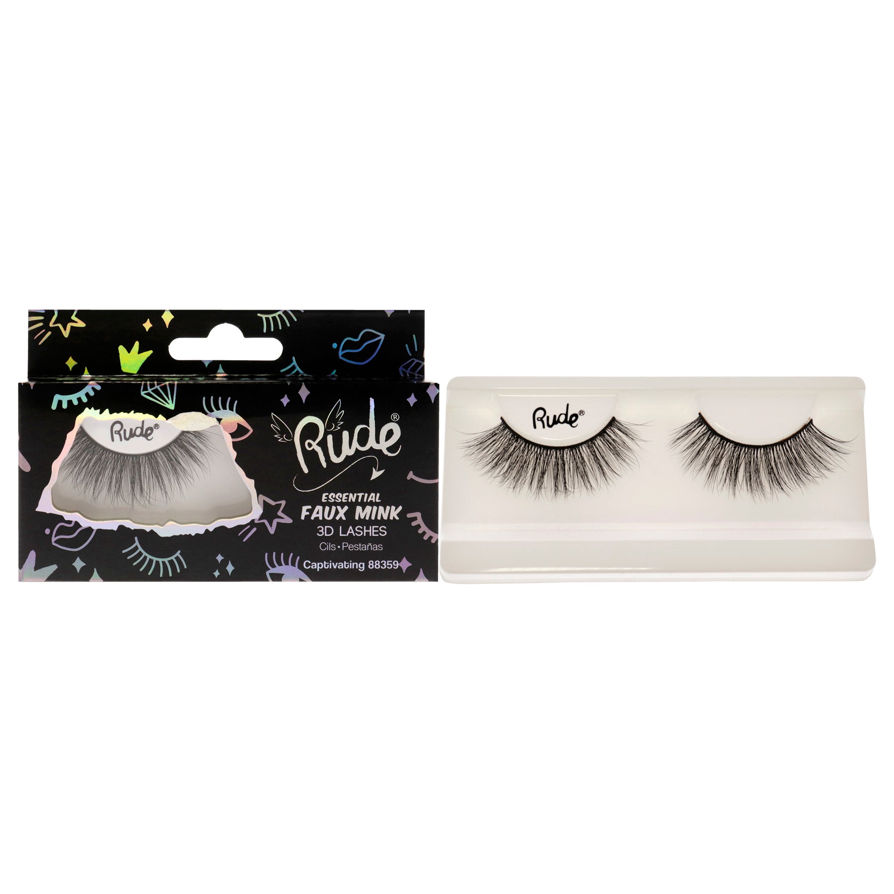 Essential Imitat Nerz 3D Wimpern – Fesselnd von Rude Cosmetics für Damen – 1 Stück Paar