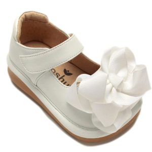 Mooshu-Trainer für Mädchen, weiße Schleife, quietschende Mary-Jane-Schuhe, 3, Baby-9, Kleinkind