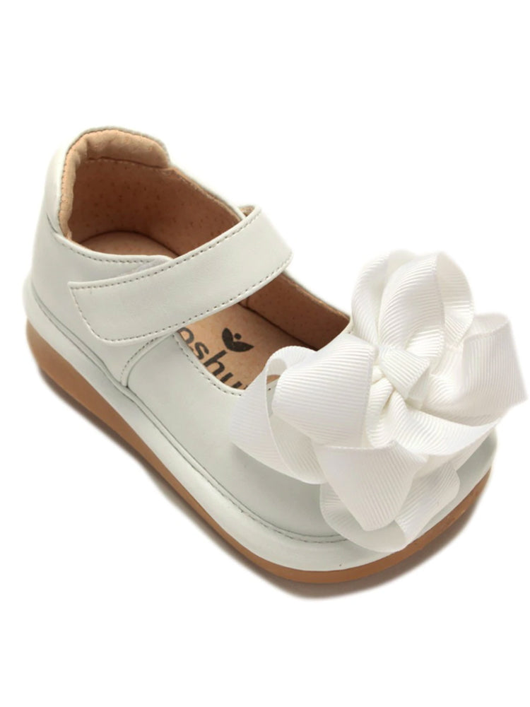 Mooshu-Trainer für Mädchen, weiße Schleife, quietschende Mary-Jane-Schuhe, 3, Baby-9, Kleinkind