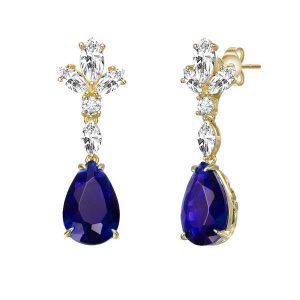 Sterling Silber 14k vergoldet mit farbigen Zirkonia Cluster baumeln Ohrringe
