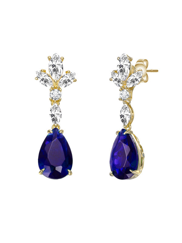 Sterling Silber 14k vergoldet mit farbigen Zirkonia Cluster baumeln Ohrringe