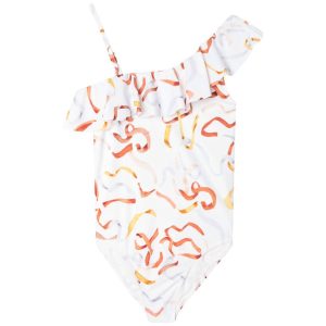 Mädchen Ribbon Rüschen Badeanzug in Mehrfarbig