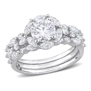 Mimi & Max 3ct DEW Created Moissanite Vintage Blumenring aus Sterling Silber