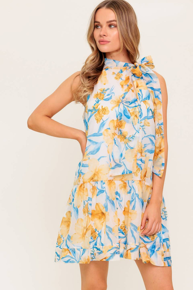 SOMMER SPELL Elfenbein gewebt MINI Kleid
