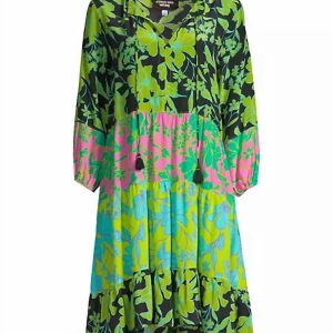 Miramar Tiered Minikleid in grün