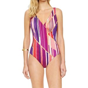 Surplice One Piece Badeanzug In Got Art Deco