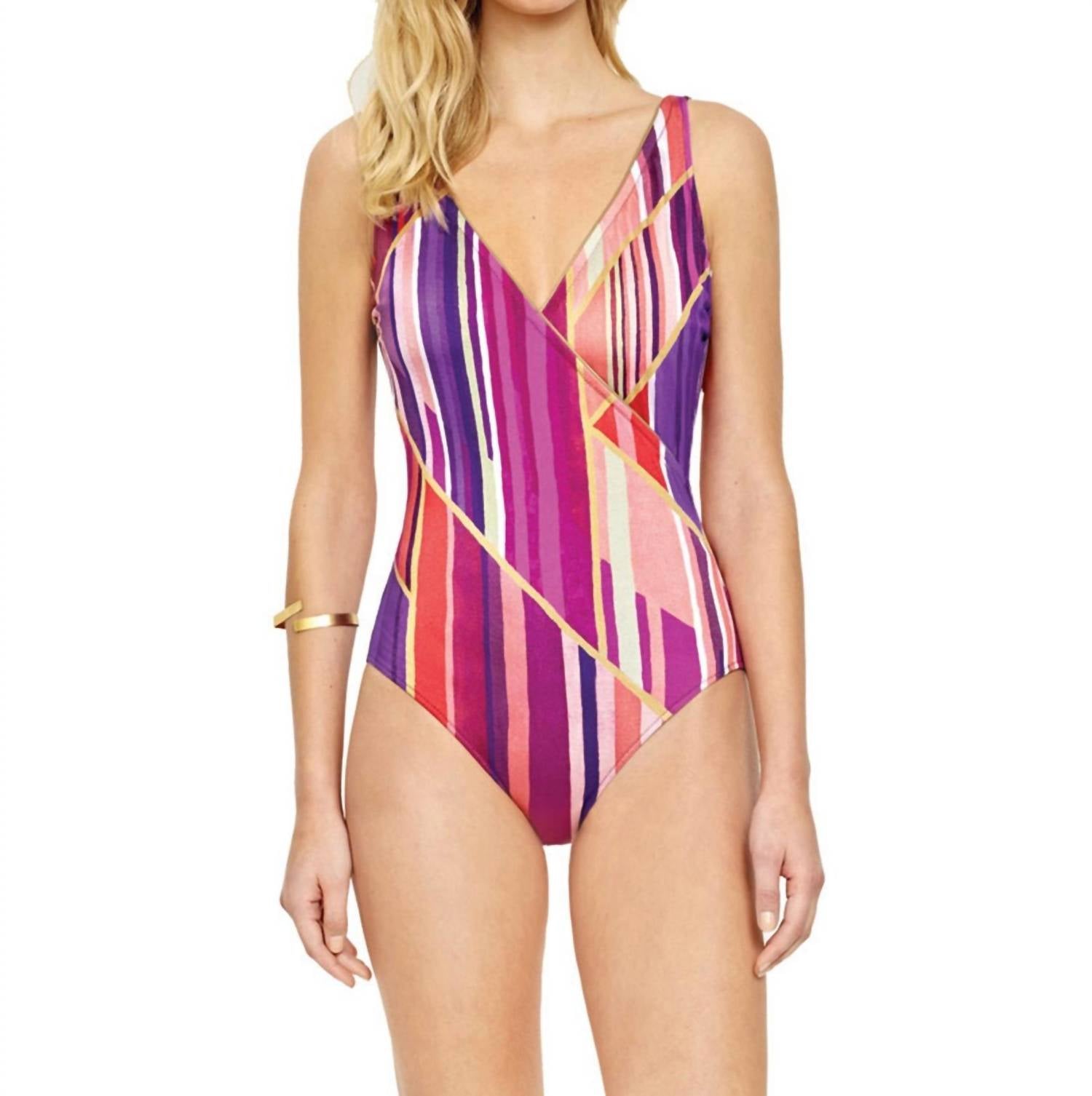 Surplice One Piece Badeanzug In Got Art Deco