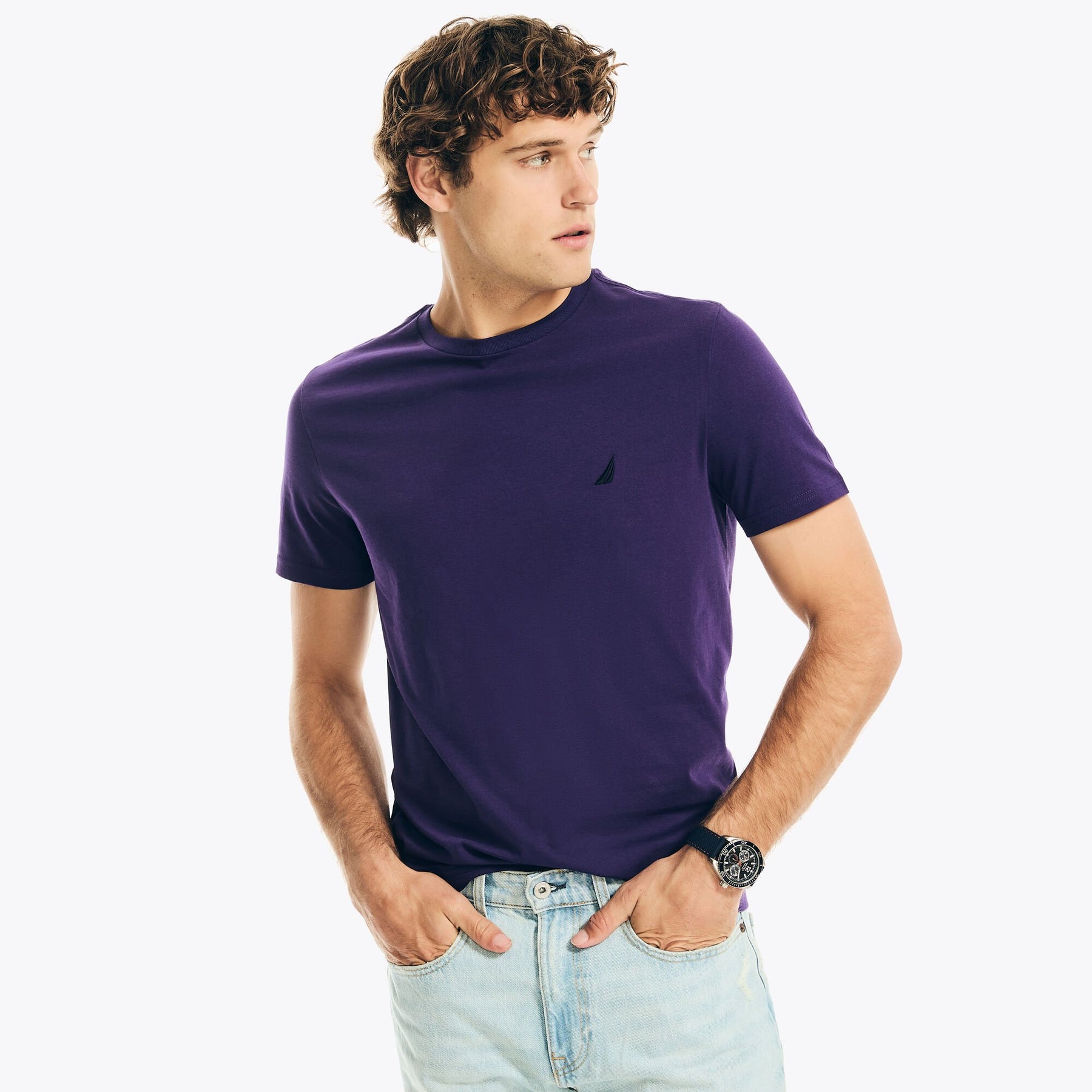 Nautica Solid Rundhalsausschnitt T-Shirt für Herren