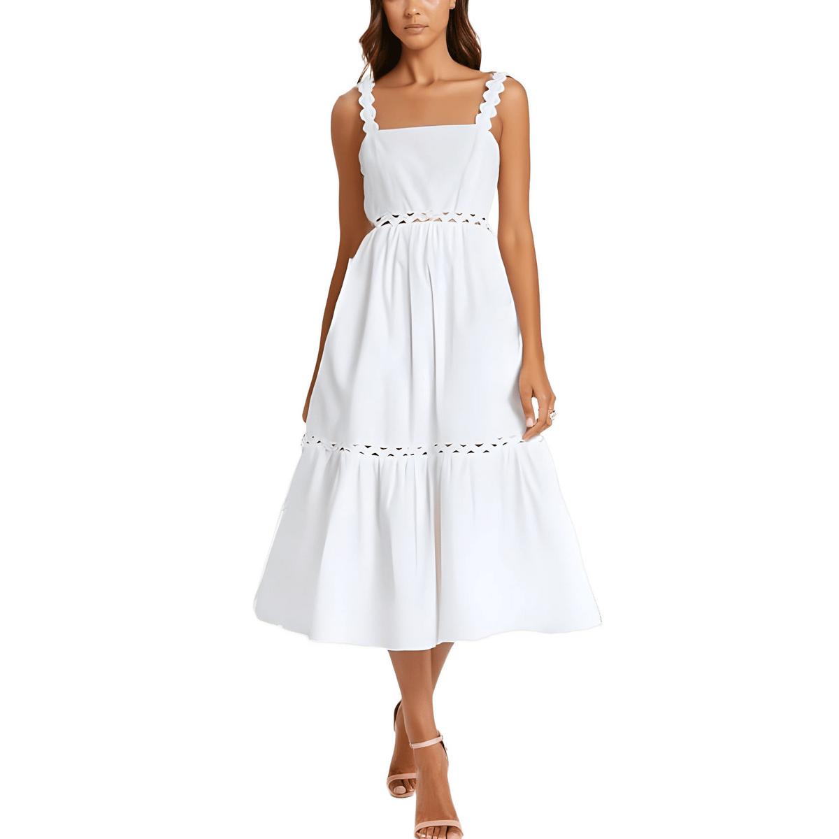 Ärmelloses Midikleid mit quadratischem Halsausschnitt