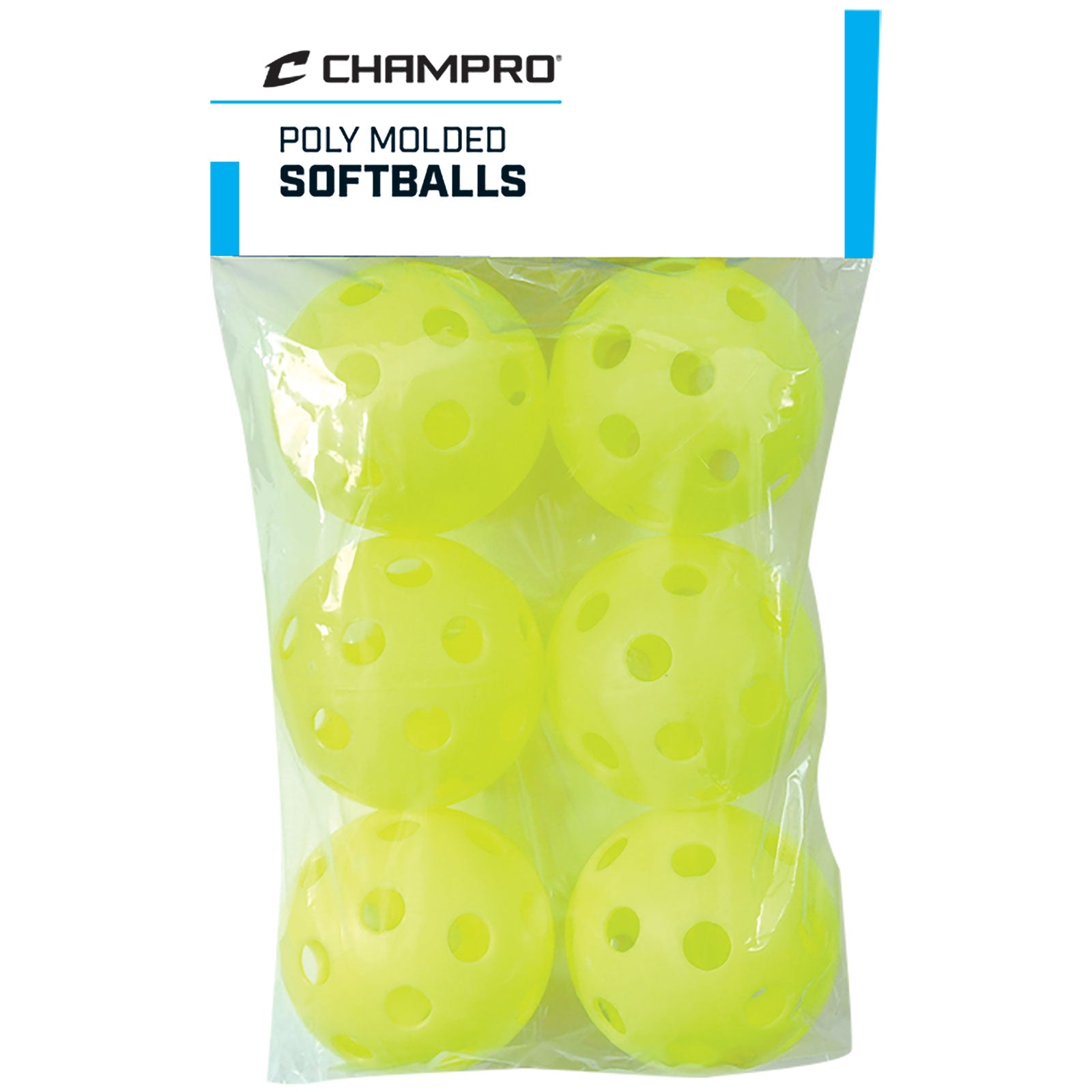 Champro 12 "gelbe Poly Softball Wiffle Bälle - 6 Packung
