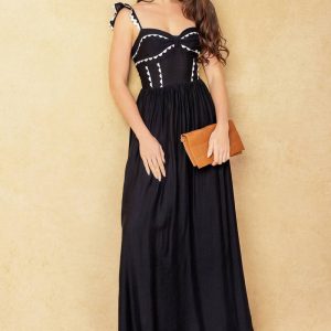LOVELY DARLING schwarz gewebt Midikleid