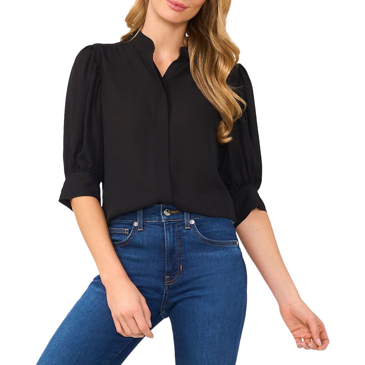 Bluse mit Krepp-Knöpfen