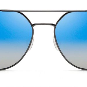 Damen Waterfront Sonnenbrille In dunkel Gunmetal – Dual Mirror Blau zu Silber Objektiv
