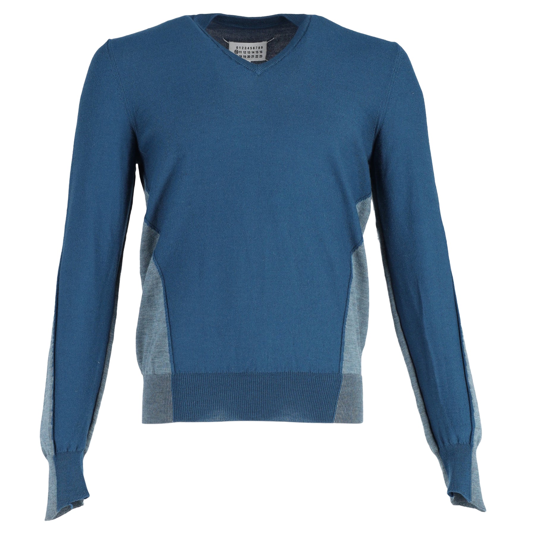 Maison Margiela Zweifarbiger Pullover aus blauer Wolle
