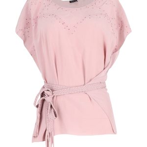 Joseph Sequined Belted Top in rosa Seide 7748634935356