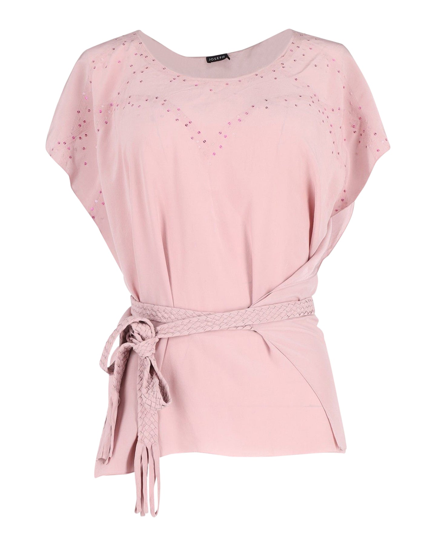 Joseph Pailletten Belted Top in rosa Seide