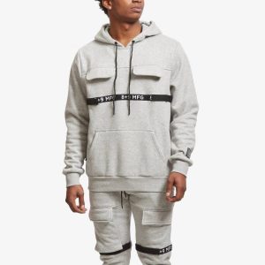Strapped Up Fleece Hoodie in grau
