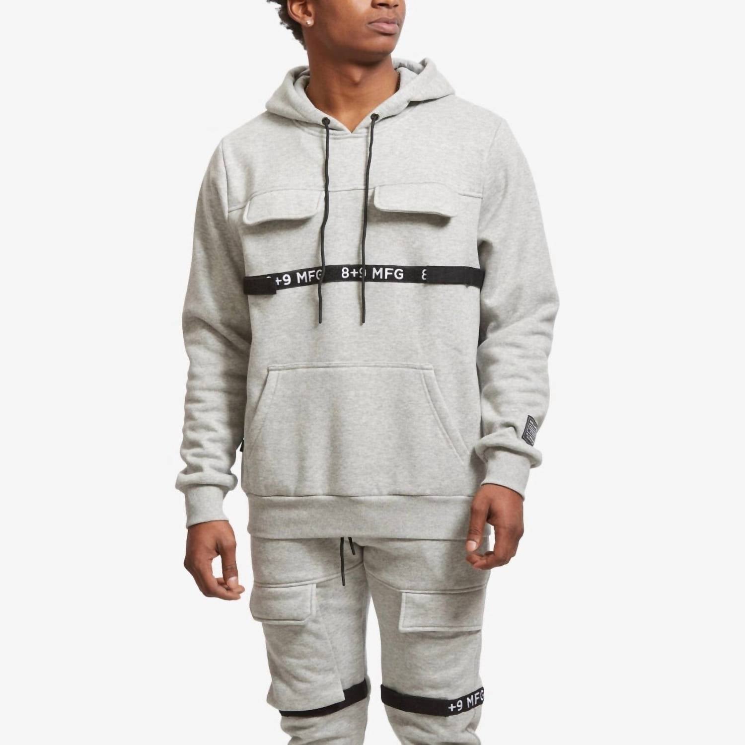Strapped Up Fleece Kapuzenpullover in grau