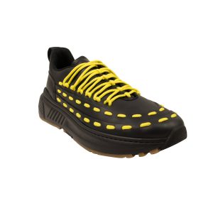 schwarze und gelbe Leder Speedster Sneakers