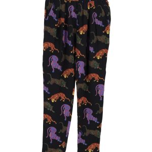 Stella McCartney Wild Cat bedruckte Hose in schwarzer Seide