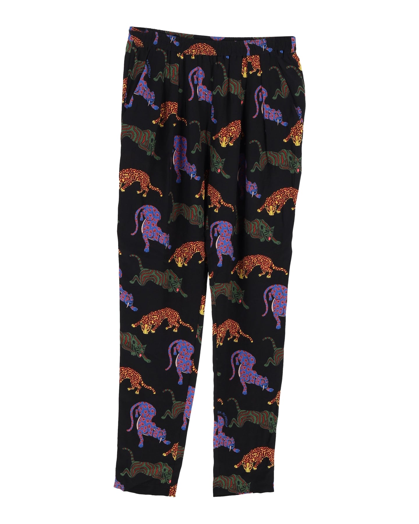 Stella McCartney Wild Cat Bedruckte Hose aus schwarzer Seide