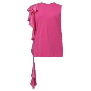 MSGM Rüschen-Detail ärmelloses Oberteil aus rosa Baumwolle 7748628742204