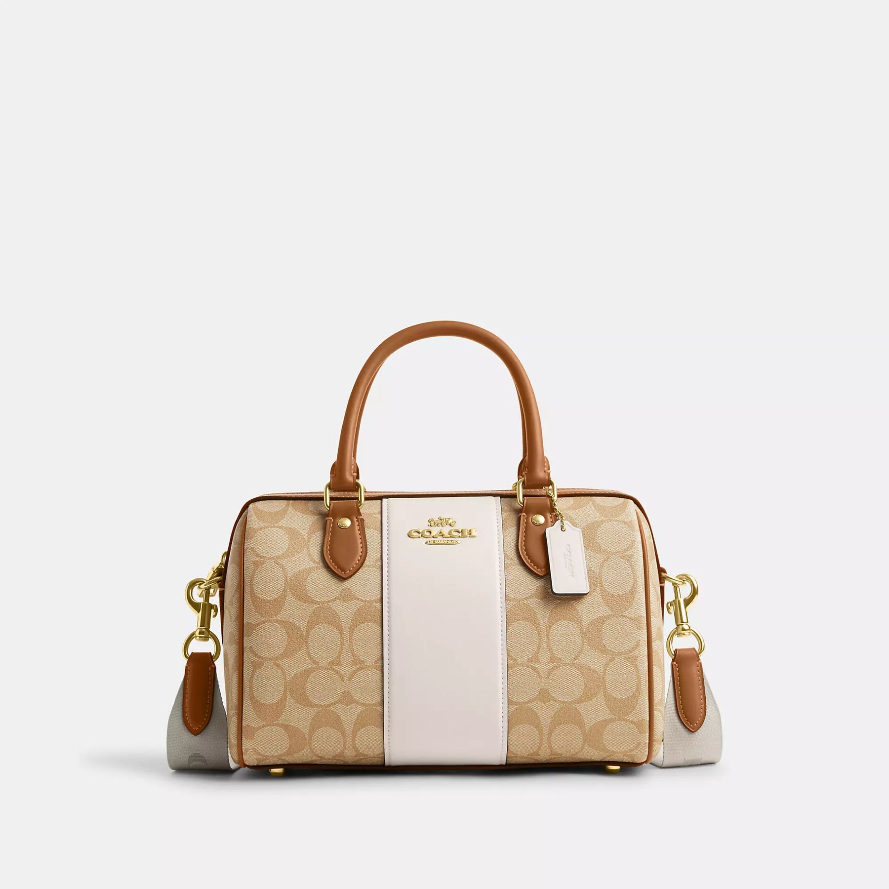 Coach Outlet Rowan Henkeltasche aus charakteristischem Canvas mit Streifen