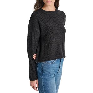 Metallic Strick Rundhalspullover