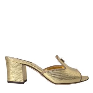 Dolce & Gabbana Leder Slides Absätze Sandalen Damen Schuhe