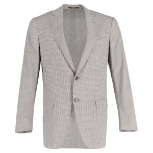 Ermenegildo Zegna Einbrust-Mikrocheckblazer in beige trofeo Wolle 7748629790780