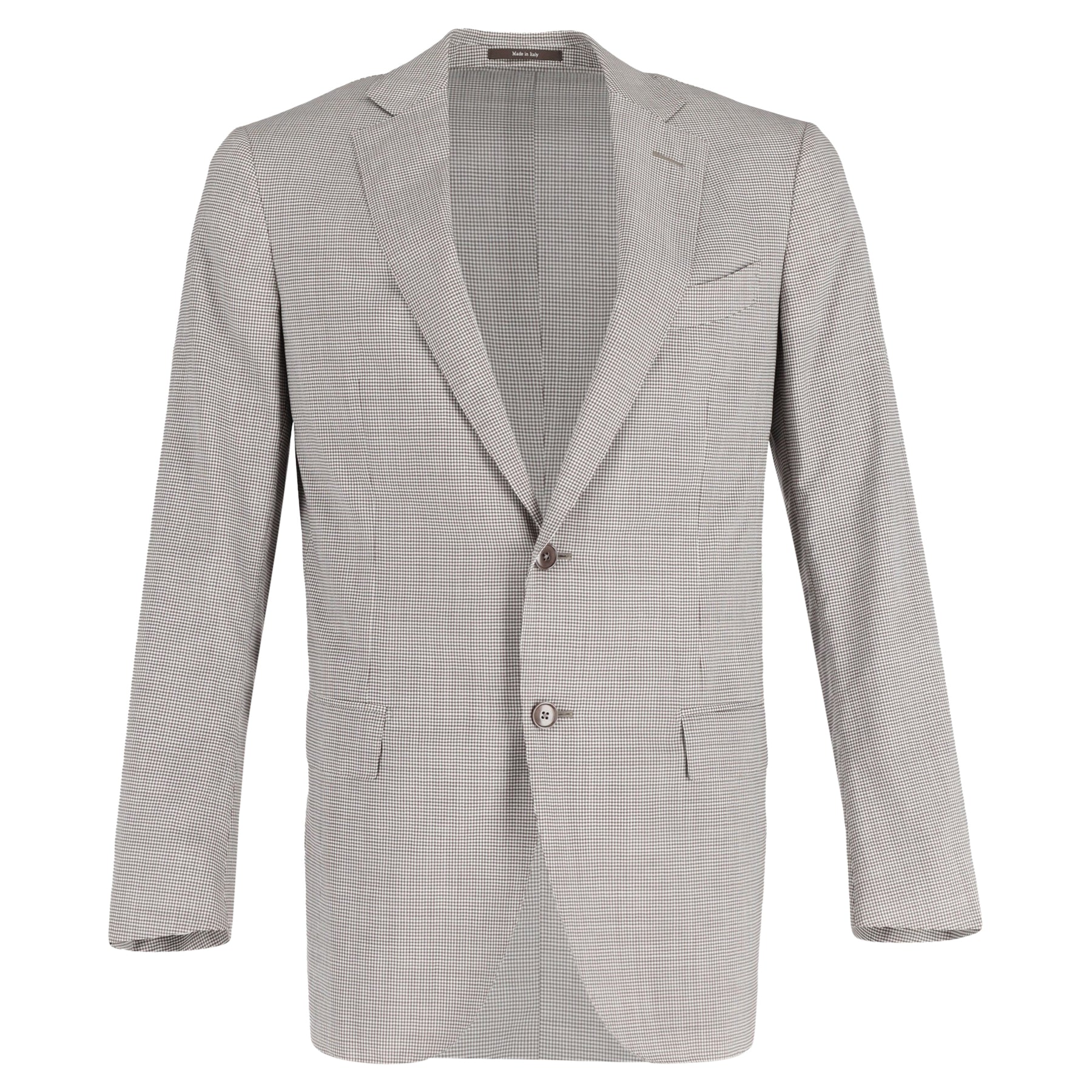 Ermenegildo Zegna Einreiher Microcheck Blazer aus beiger Trofeo Wolle