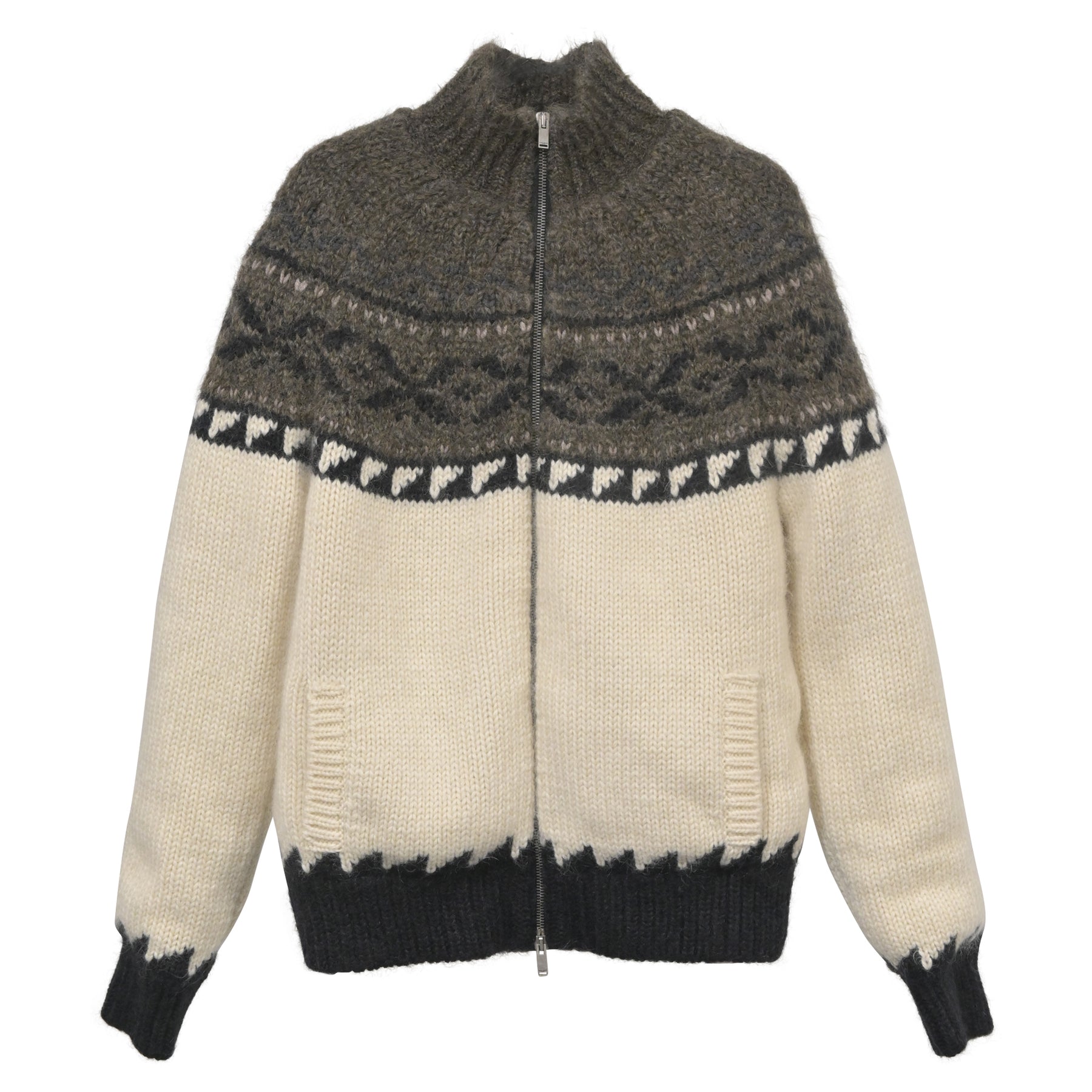 Saint Laurent Strickjacke mit Reißverschluss aus weißer Wolle