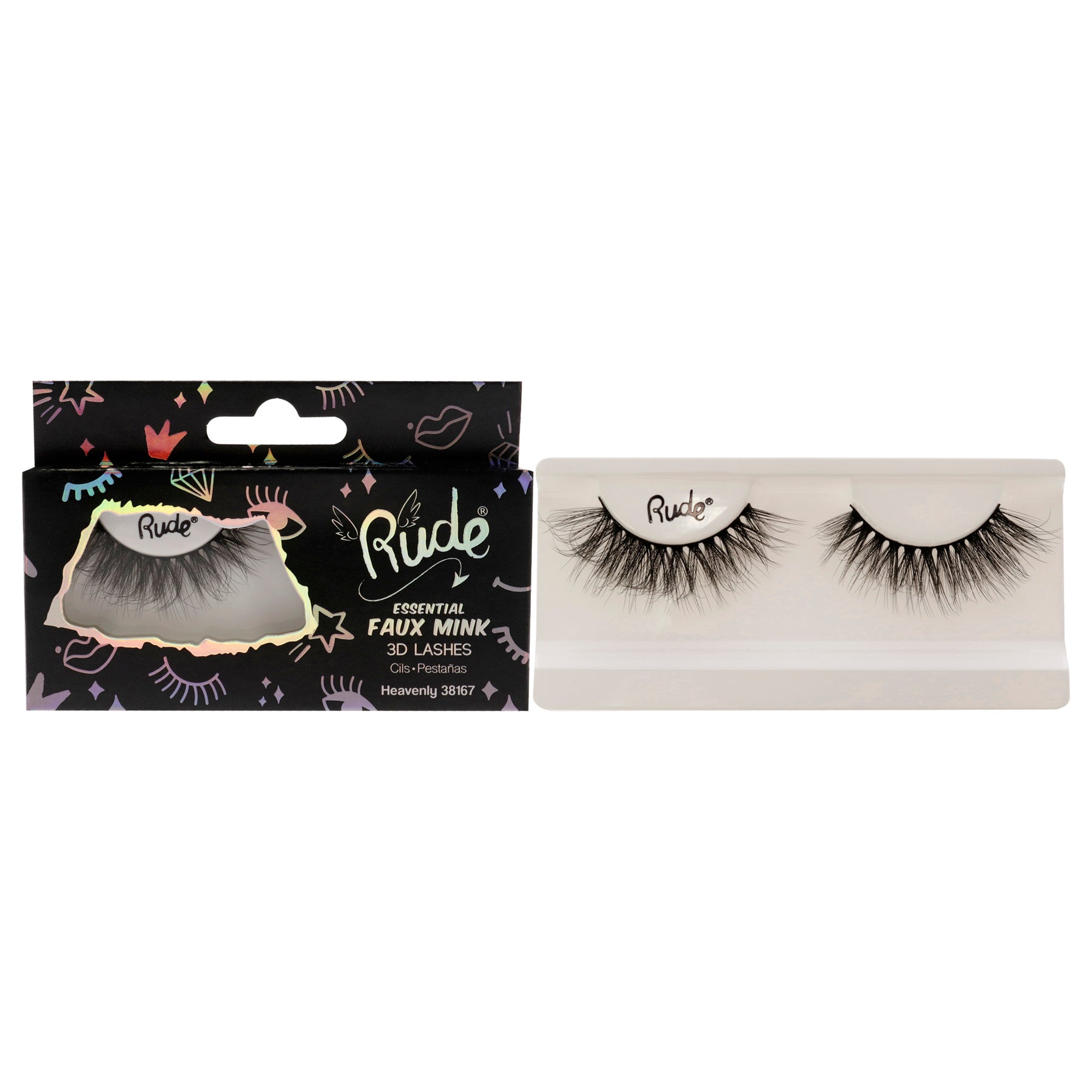 Essential Imitat Nerz 3D Wimpern – Heavenly von Rude Cosmetics für Damen – 1 Stück Paar