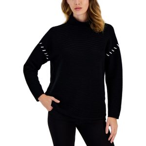 Mock Neck Pullover aus Gewebe